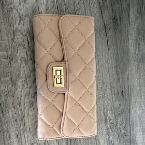 Elegant Quilted Tan Clutch